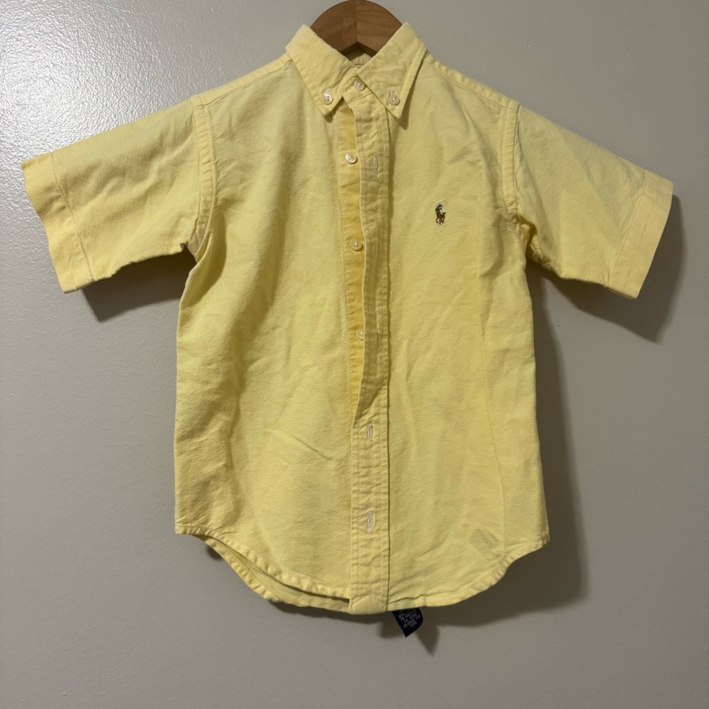 Ralph Lauren Boys’ Yellow Button-Down Shirt 4T Short Sleeve Cotton